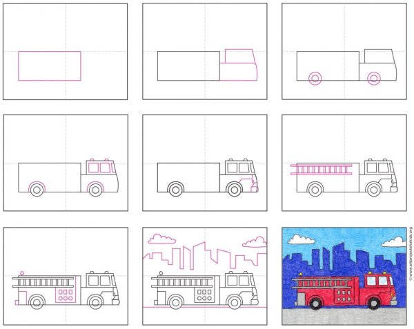 Пожарный Грузовичок рисунок