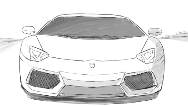 Ламборгини Хуракан нарисовать карандашом
