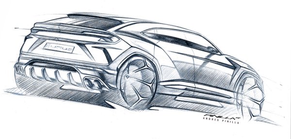 Скетч Ламборгини Урус сзади
