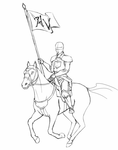 Рыцарь на коне карандашом