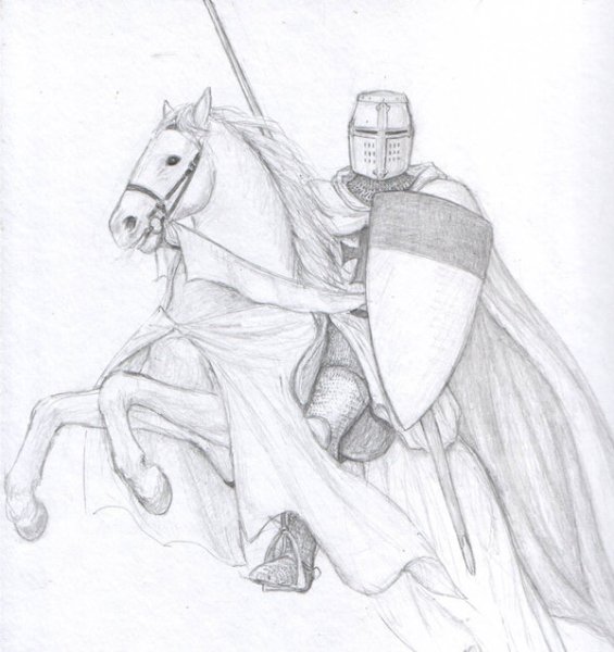 Кони и Рыцари карандашом