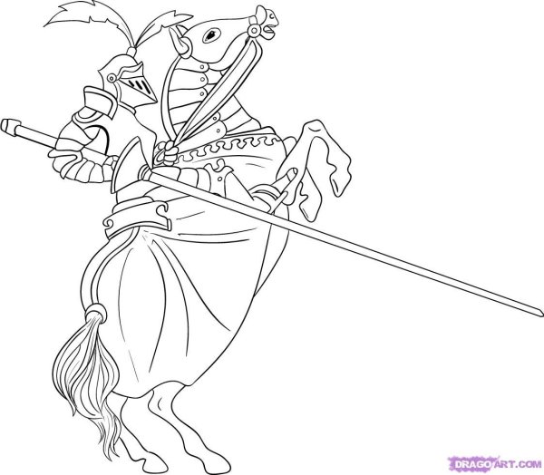 Рыцарь на лошади раскраска