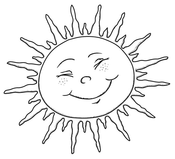 Солнце рисунок карандашом
