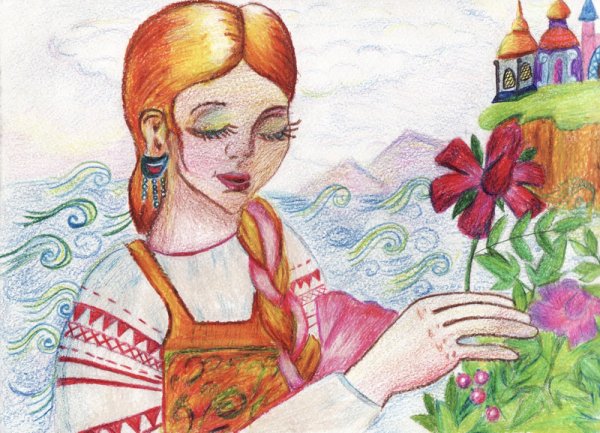 Аксаков Аленький цветочек рисунок детский