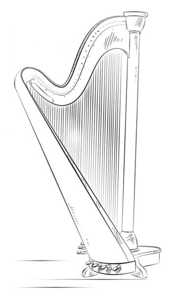 Как нарисовать арфу