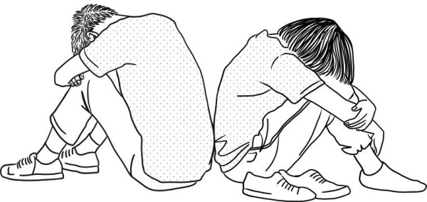 Мальчик сидит спиной иллюстрация