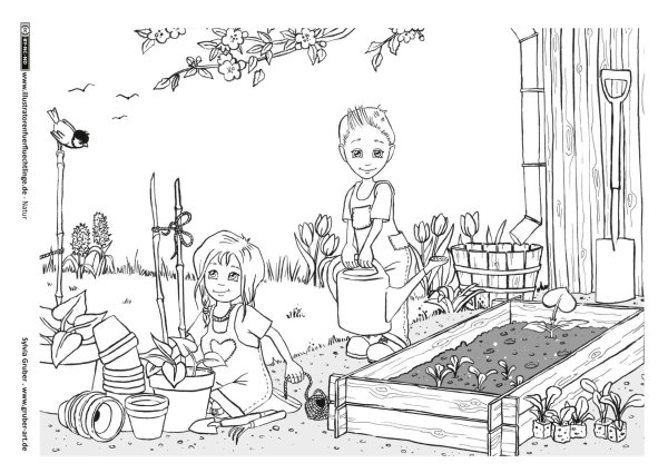 Огород раскраска для детей