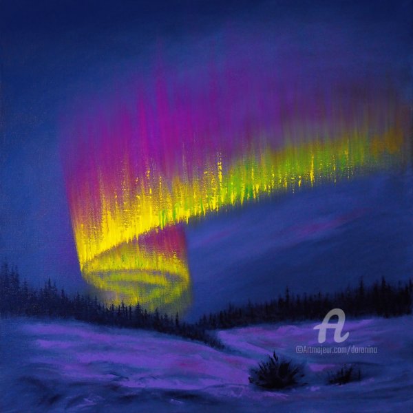 Северное сияние карандашом