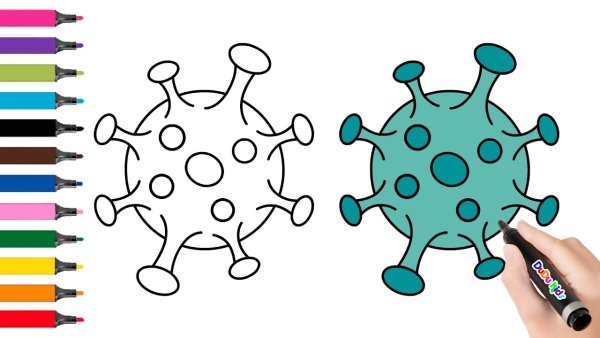 Эскиз вируса карандашом