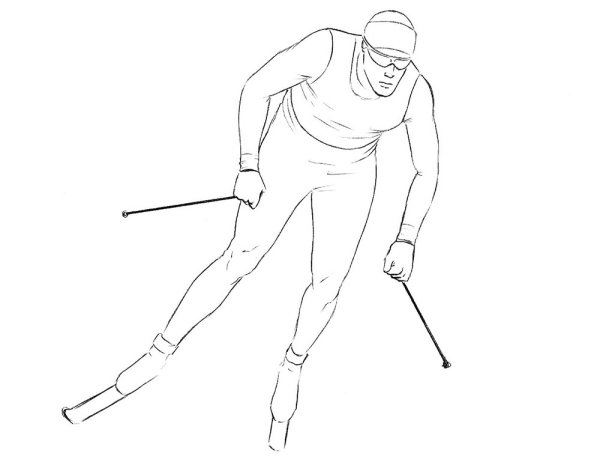 Рисование лыжник