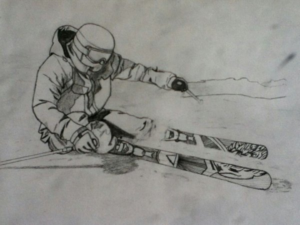 Горнолыжный вид спорта карандашом