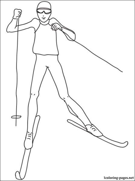 Лыжник раскраска