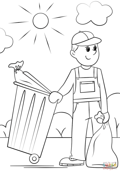 Раскраска уборка мусора