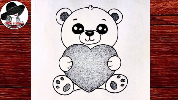 Раскраска мишка с сердечком