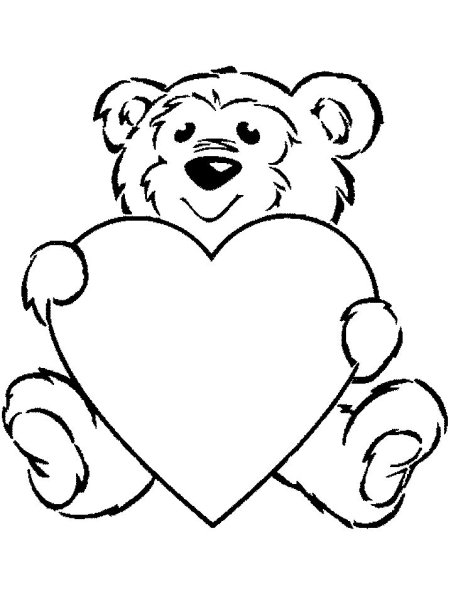 Мишка с сердечком срисовать