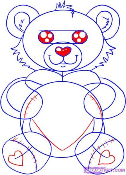 Мишка с сердечком рисунок лёгкий