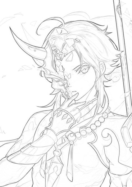 Сяо Геншин раскраска