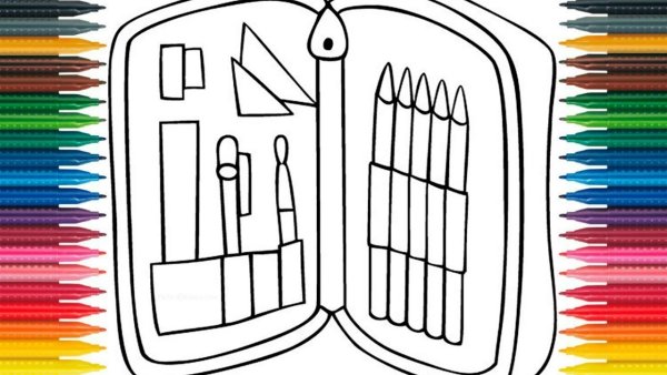 Раскраска пенал школьный