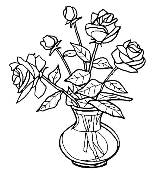 Ваза с цветами раскраска