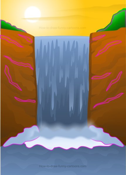 Водопад рисунок карандашом