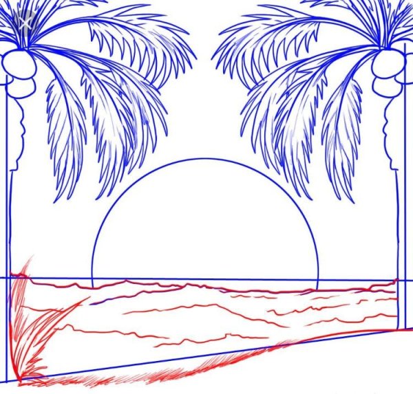 Пляж карандашом