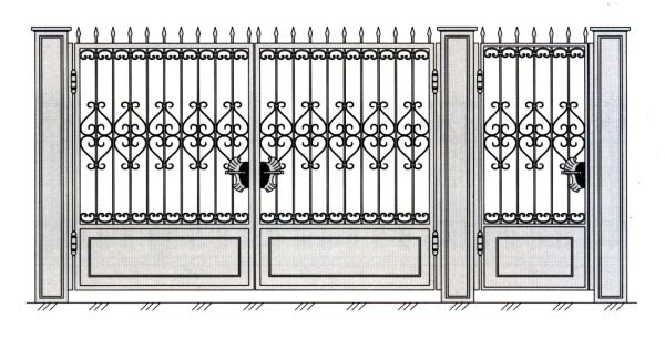 Кованые заборы с воротами Рисованные