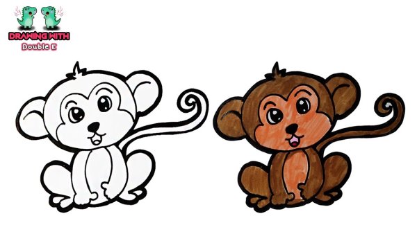 Рисунок обезьяны для срисовки