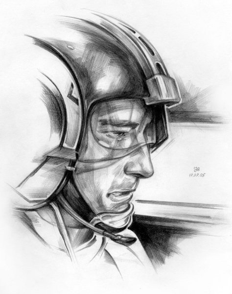 Портрет летчика карандашом