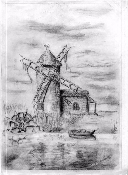 Мельница карандашом