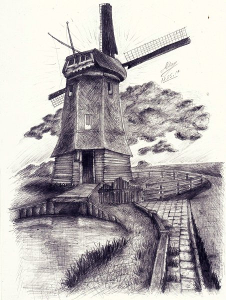 Мельница карандашом