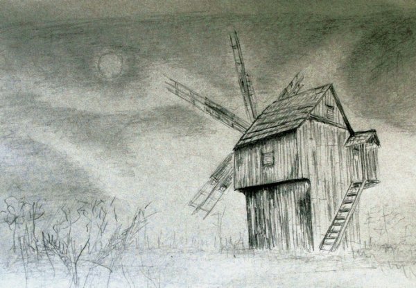 Мельница карандашом