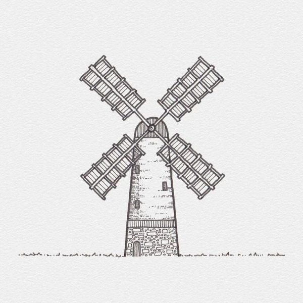 Мельница рисунок простой