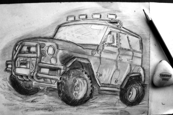 Нарисовать УАЗ 469