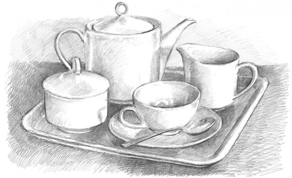 Чайный сервиз карандашом