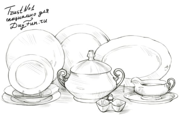 Нарисовать чайный сервиз