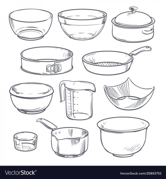 Раскраска кухонные приборы и посуда