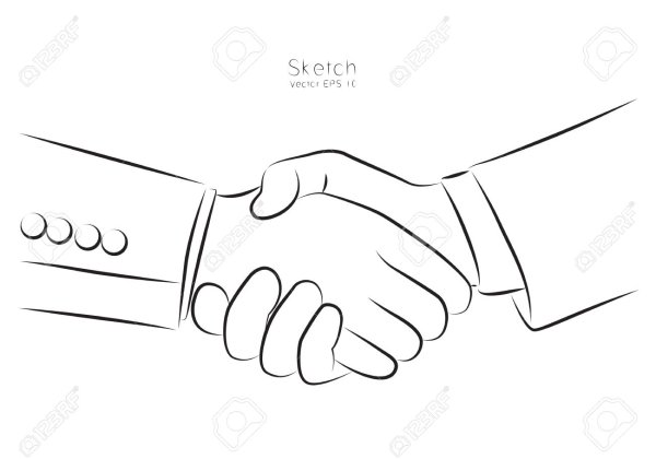 Рукопожатие нарисовать легко