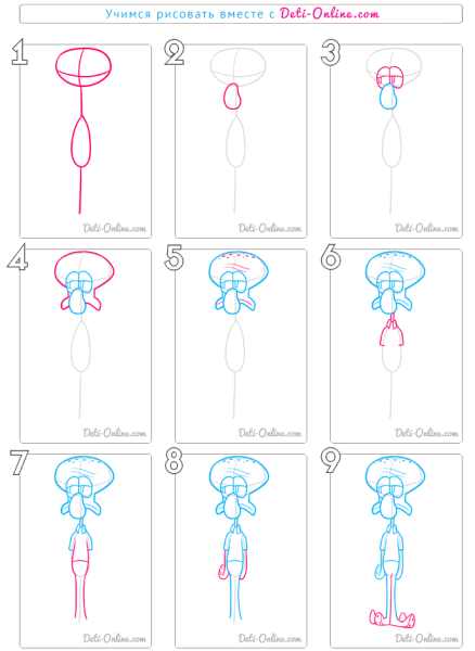 Рисуем героев Спанч Боба