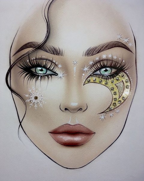 Фантазийный макияж с элементами фейс арта
