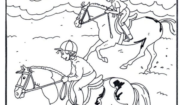Раскраска лошадь с наездником