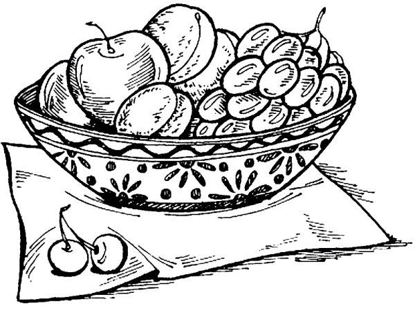 Ваза с фруктами раскраска