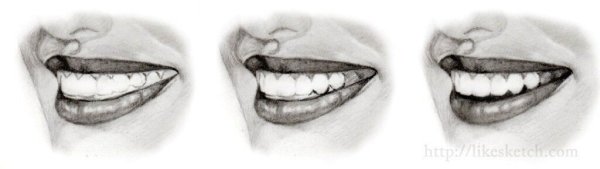 Улыбка рисунок карандашом