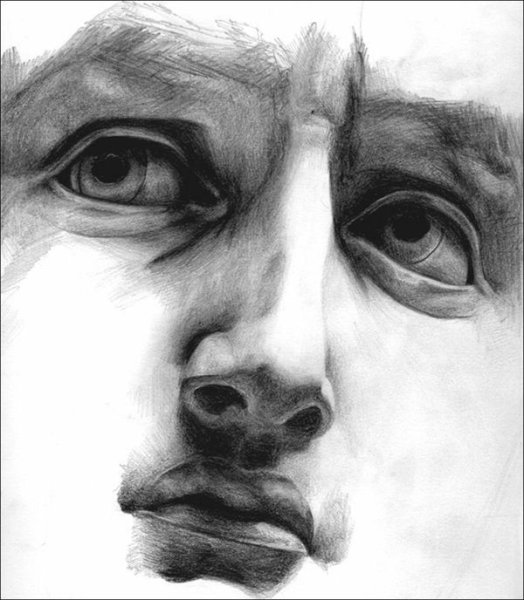 Давид Микеланджело карандашом