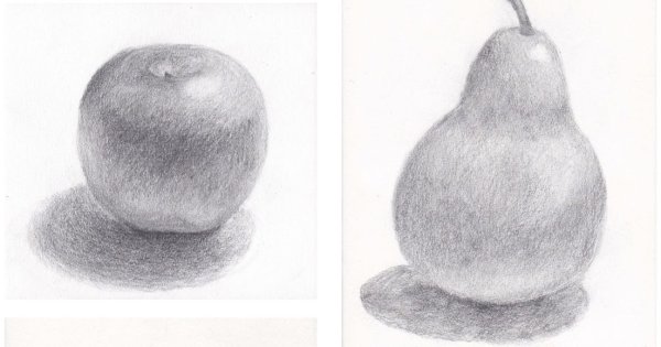 Груша карандашом с тенью