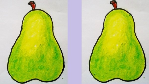 Груша цветными карандашами