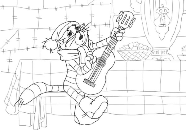 Раскраска Простоквашино и Леопольд