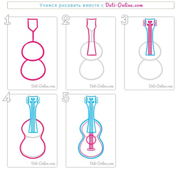 Поэтапное рисование гитары