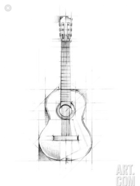 Гитара набросок карандашом