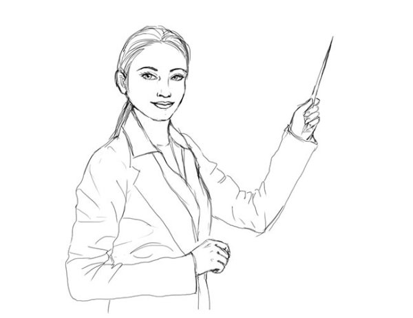 Рисунок учительницы карандашом