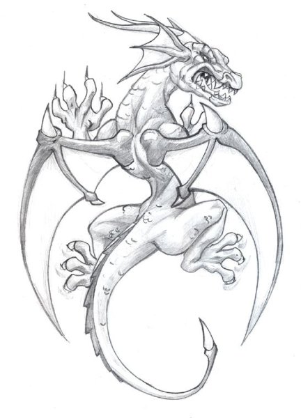 Эскиз дракона с улыбкой